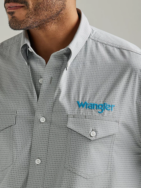 WRANGLER TEAM LOGO SMOKY GRAY PRINT - MENS SHIRT  - 112327779