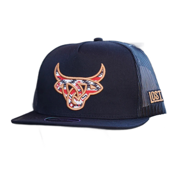 LOST CALF BLACK AZTECA 3D STITCH LOGO - HATS CAP  - AZTECA FLAT