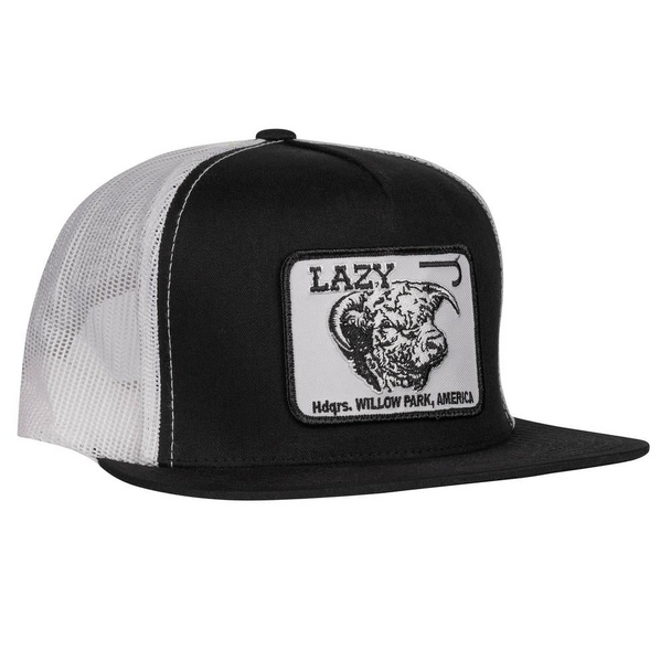 LAZY J RANCH WEAR CATTLE HEADQUARTERS BLACK 4" - HATS CAP  - BLKWHT4WILL