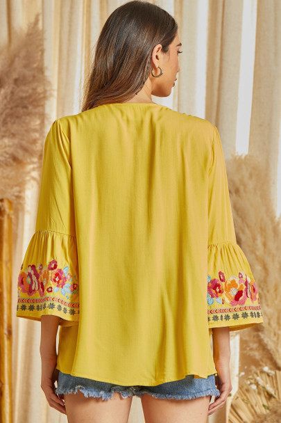 SAVANNA JANE MARIGOLD YELLOW TUNIC TOP - LADIES SHIRT  - M12884-MARIGOLD