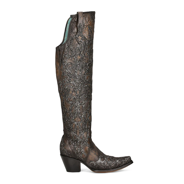 CORRAL BLACK GLITTER OVERLAY TALL TOP - BOOT LADIES  - C3926