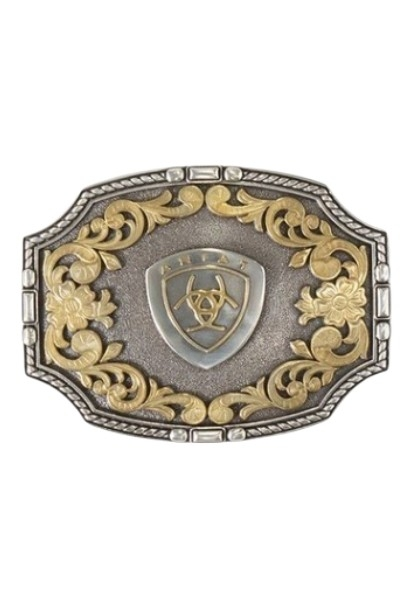 ARIAT RECTANGLE ROPE EDGE FLORAL - ACC BUCKLE  - A37023