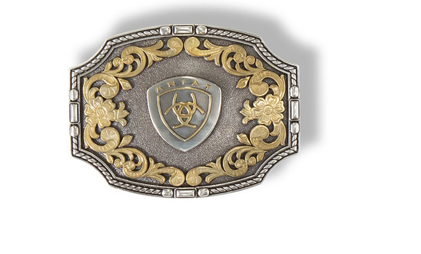 ARIAT RECTANGLE ROPE EDGE FLORAL - ACC BUCKLE  - A37023