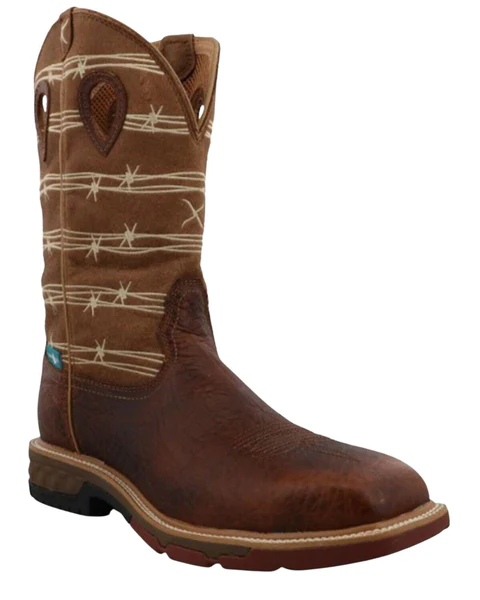 TWISTED X BARBWIRE BROWN ALLOY TOE - BOOT MENS WORK - MXBAW05