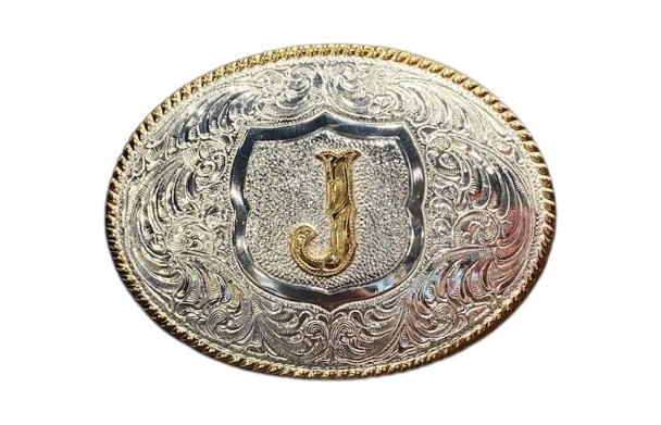 CRUMRINE OVAL INITIAL J BUCKLE - ACC BUCKLE  - C10380-J