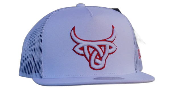 LOST CALF 3D STITCH WHITE RED FLAT - HATS CAP  - WHITE TORO BRAVO FLAT