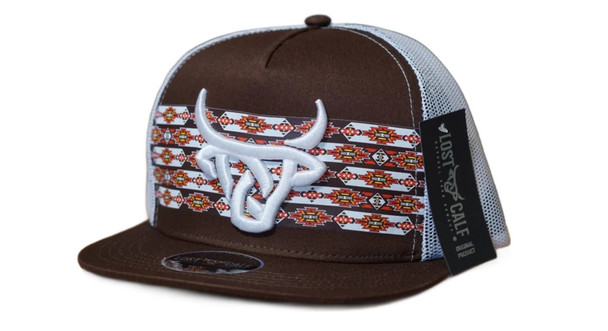 LOST CALF 3D LOGO BROWN WHITE - HATS CAP  - KODA BROWN FLAT
