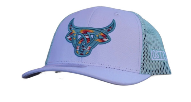 LOST CALF TEAL & WHITE STITCH LOGO - HATS CAP  - OLMECA