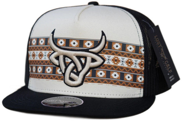 LOST CALF 3D LOGO BLACK TAN AZTEC - HATS CAP  - LUKA FLAT