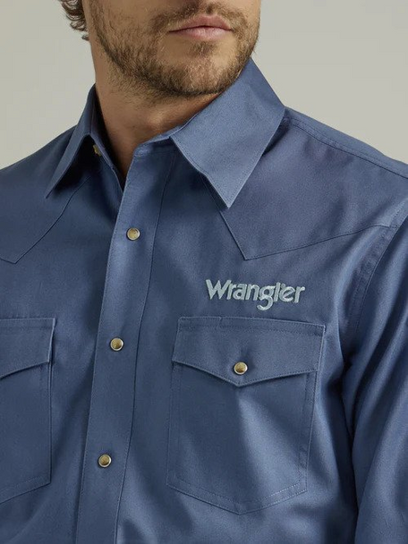 WRANGLER TEAM LOGO BIJOU BLUE - MENS SHIRT  - 112330340