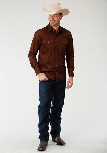 ROPER BROWN SNAP SOLID POPLIN - MENS SHIRT  - 3-01-265-1069BR