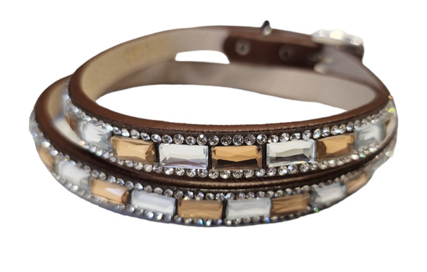 CACTUS RANCH BROWN HATBAND WITH RHINESTONES - HATS ADD-ONS  - HB1012BRN