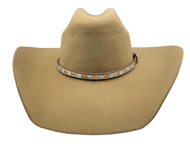 CACTUS RANCH BROWN HATBAND WITH RHINESTONES - HATS ADD-ONS  - HB1012BRN