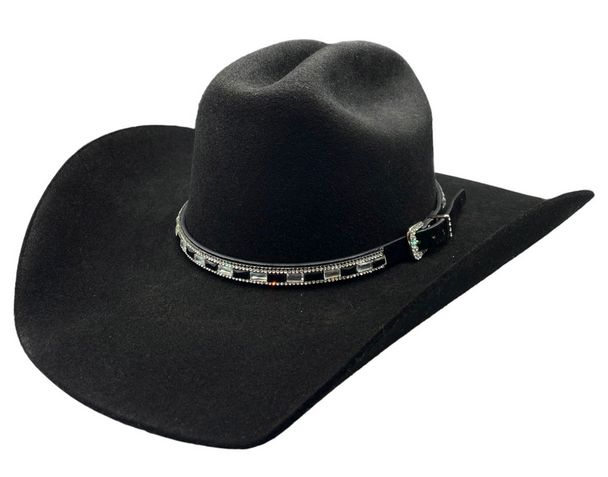 CACTUS RANCH HAT BAND BLACK WITH STONES - HATS ADD-ONS  - HB1012BLK
