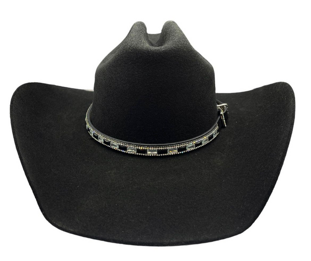 CACTUS RANCH HAT BAND BLACK WITH STONES - HATS ADD-ONS  - HB1012BLK