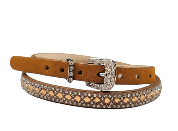 CACTUS RANCH BROWN HATBAND SMALL STONES - HATS ADD-ONS  - HB1011BRN