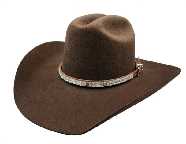 CACTUS RANCH BROWN WITH SQUARE STONES - HATS ADD-ONS  - HB1009BR