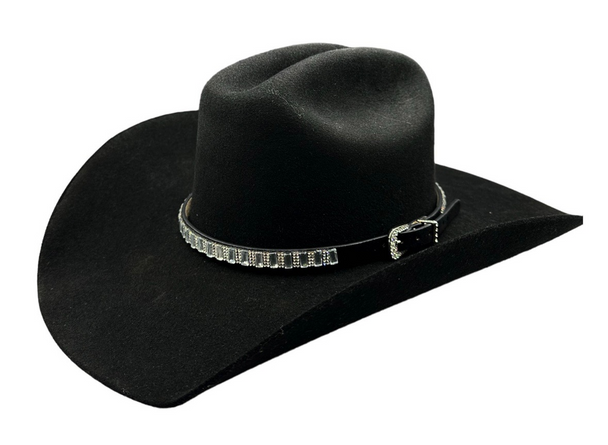 CACTUS RANCH BLACK HAT BAND RECTANGLE STONE - HATS ADD-ONS  - HB1010BLK