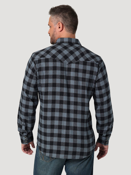 WRANGLER BLACK GREY RETRO FLANNEL - MENS SHIRT  - 112330472