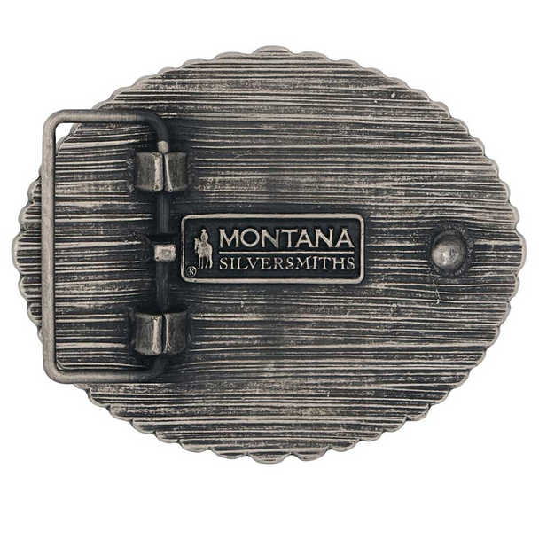 MONTANA SILVERSMITHS BARBED WIRE LONGHORN - ACC BUCKLE  - A972S