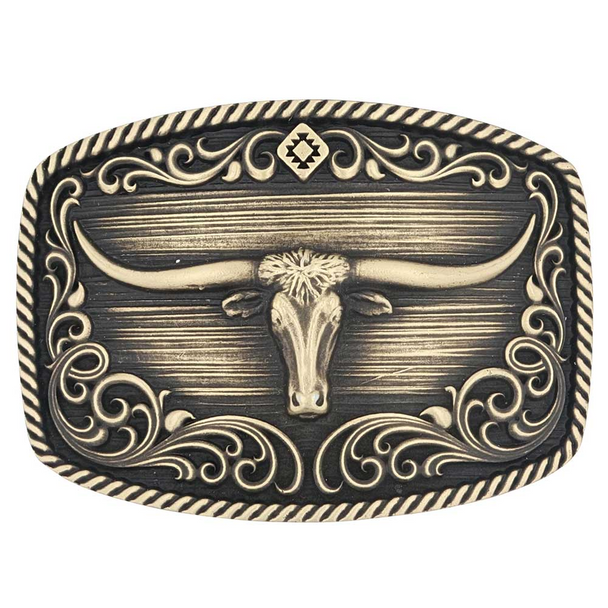 MONTANA SILVERSMITHS LONGHORN LEGEND FILIGREE - ACC BUCKLE  - A973C