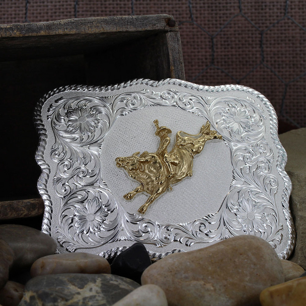 MONTANA SILVERSMITHS SCALLOPED BULL RIDER BUCKLE - ACC BUCKLE  - 61669-528