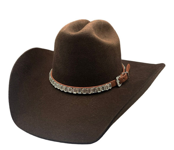 CACTUS RANCH HAT BAND BROWN STONES - HATS ADD-ONS  - HB1010BRN
