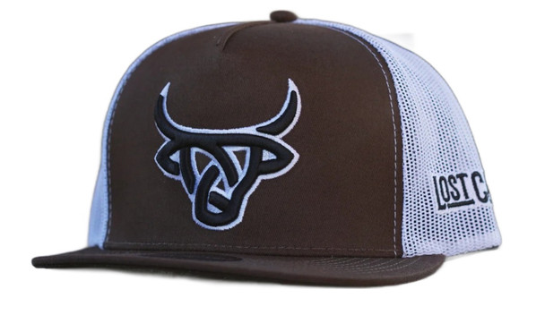 LOST CALF BLACK LOGO BROWN WHITE MESH - HATS CAP  - CHAROLAIS FLAT