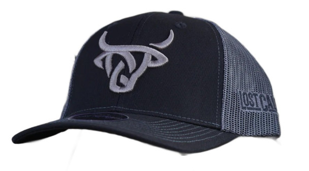 LOST CALF BLACK GREY 3D STITCH LOGO - HATS CAP  - GUN METAL