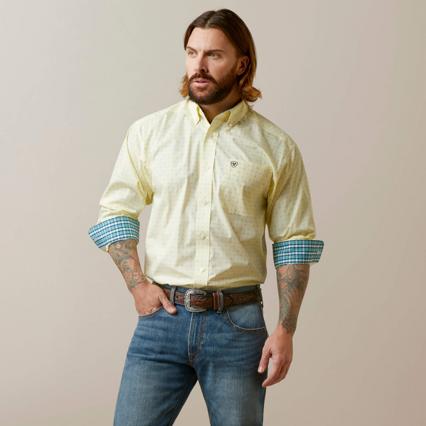 ARIAT CADE CLASSIC YELLOW WRINKLE FR - MENS SHIRT  - 10044902