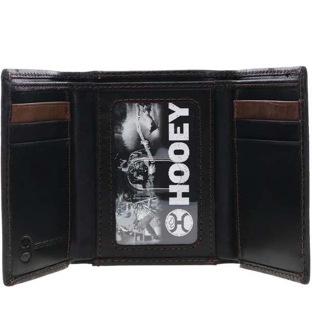 HOOEY BLACK TRIFOLD DOUBLE STITCH - ACCESSORIES WALLET  - HTF001-BK