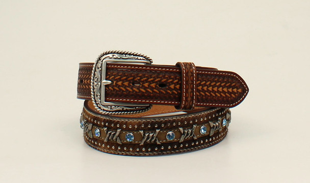 ARIAT CALF HAIR BELT BARBED WIRE KNT - ACCESSORIES BELT MEN - A1027202
