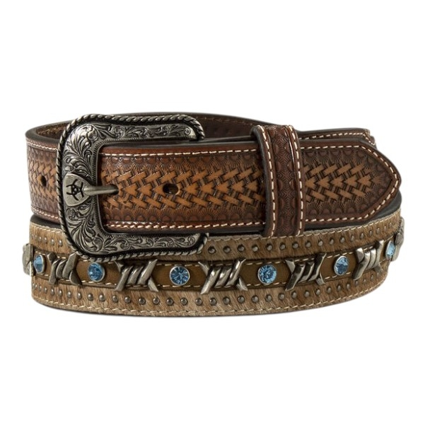 ARIAT CALF HAIR BELT BARBED WIRE KNT - ACCESSORIES BELT MEN - A1027202