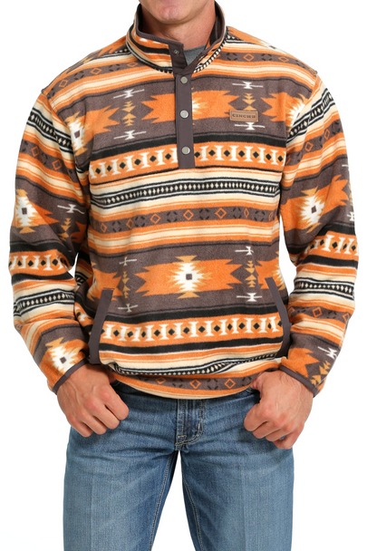 CINCH BROWN ORANGE  AZTEC FLEECE - MEN SWEATER  - MWK1514019