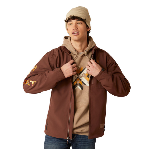 ARIAT CHIMAYO BROWN LOGO SOFTSHELL - MENS JACKET  - 10046022