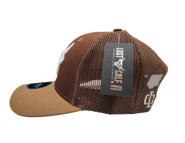 LOST CALF 3D LOGO BROWN TAN WHITE LOG - HATS CAP  - CUNA