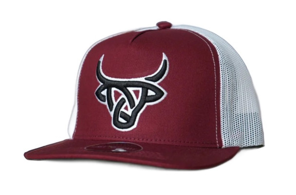 LOST CALF 3D LOGO MAROON WHITE MESH - HATS CAP  - RED POLL FLAT