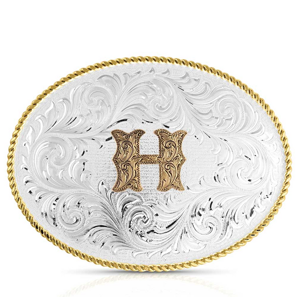 MONTANA SILVERSMITHS TWO TONE INITIAL BUCKLE - H - ACC BUCKLE  - 1255H