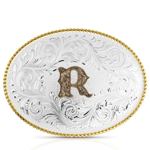 MONTANA SILVERSMITHS TWO TONE INITIAL BUCKLE - R - ACC BUCKLE  - 1255R