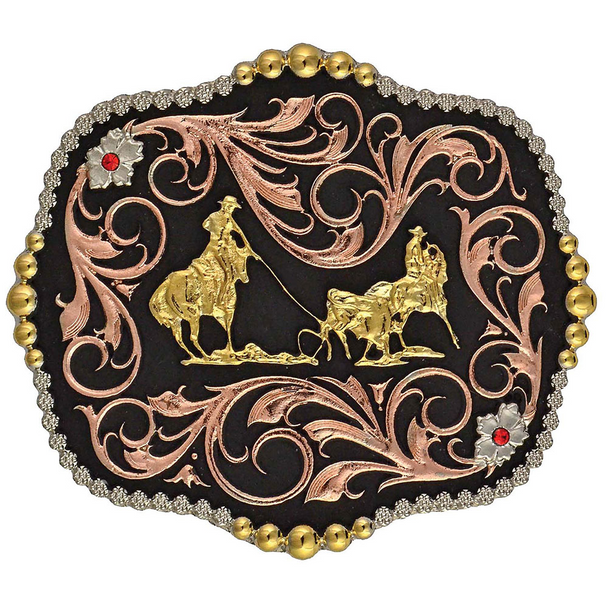ATTITUDE BY MONTANA SILVERSMITHS TRI-COLOR TEAM ROPERS - ACC BUCKLE  - A392T