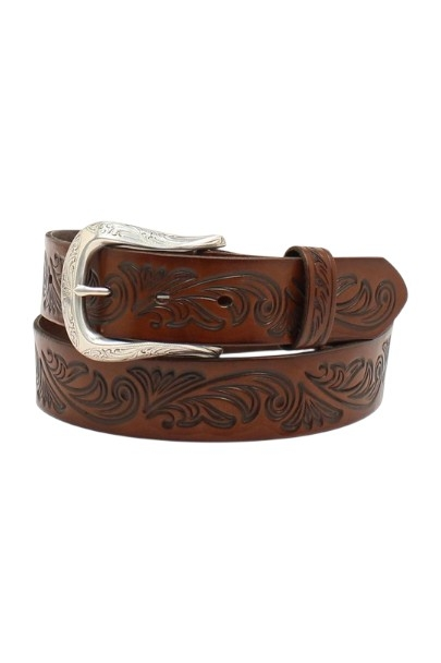 ARIAT FLORAL EMBOSSED BROWN LEATHER - ACCESSORIES BELT LADIES - A1533802