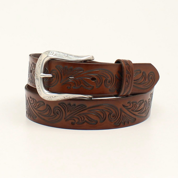 ARIAT FLORAL EMBOSSED BROWN LEATHER - ACCESSORIES BELT LADIES - A1533802