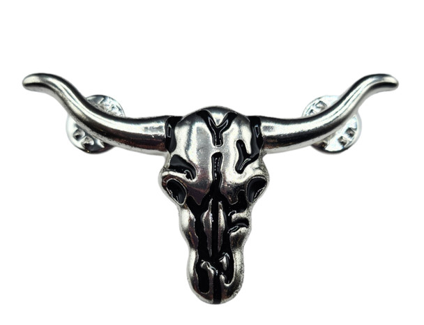 CACTUS RANCH HAT PIN LONGHORN SILVER - ACCESSORIES HAT CAP PINS  - HP-14S