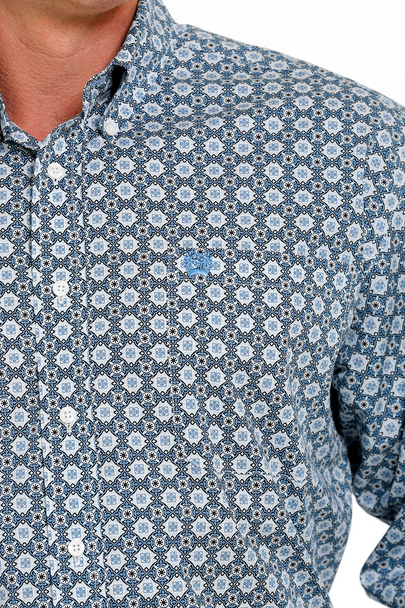 CINCH BLUE GEOMETRIC PRINT - MENS SHIRT  - MTW1105628