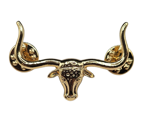 CACTUS RANCH HAT PIN LONGHORN SMALL GOLD - ACCESSORIES HAT CAP PINS  - HP-15G