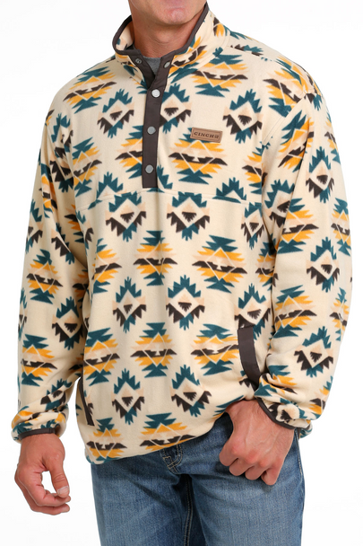 CINCH CREAM AZTEC FLEECE PULLOVER - MEN SWEATER  - MWK1514020