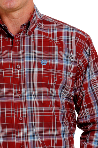 CINCH RED PLAID LONG SLEEVE - MENS SHIRT  - MTW1105620