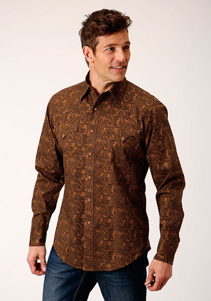 ROPER VINTAGE PAISLEY PRINT BROWN - MENS SHIRT  - 03-001-0064-0784BR