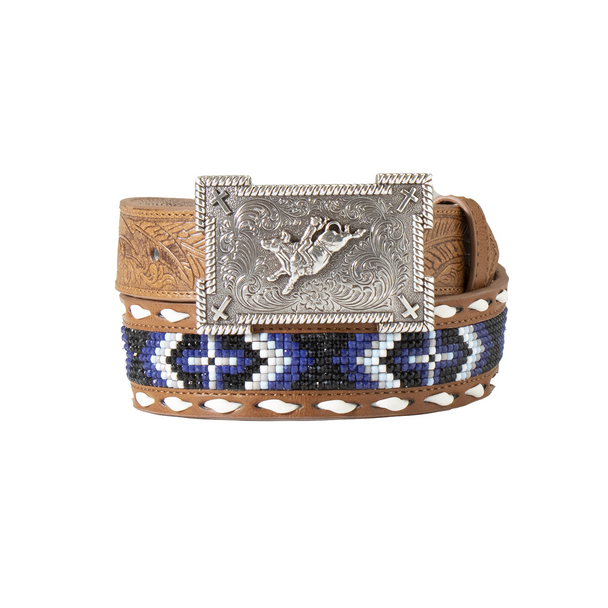 3-D BELT EMBOSSED BEADED INLAY BLUE - ACCESSORIES BELT KIDS - D120003327