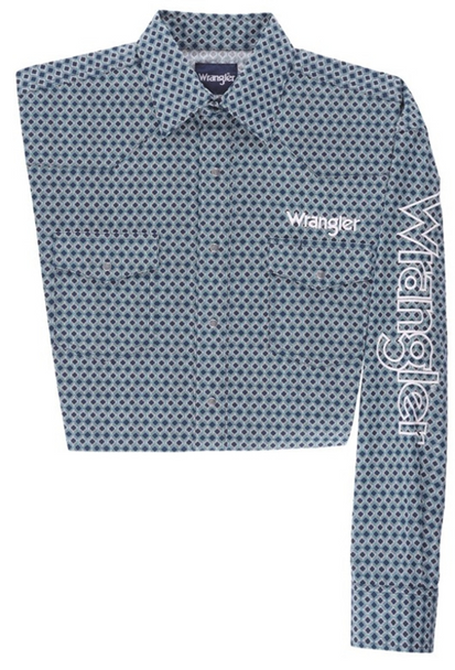 WRANGLER NAVY GEOMETRIC PRINT LOGO - MENS SHIRT  - 112337440